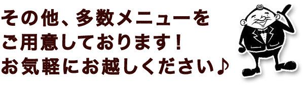 その他、多数メニューをご用意しております！ お気軽にお越しください♪